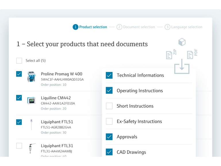 Product documents feature